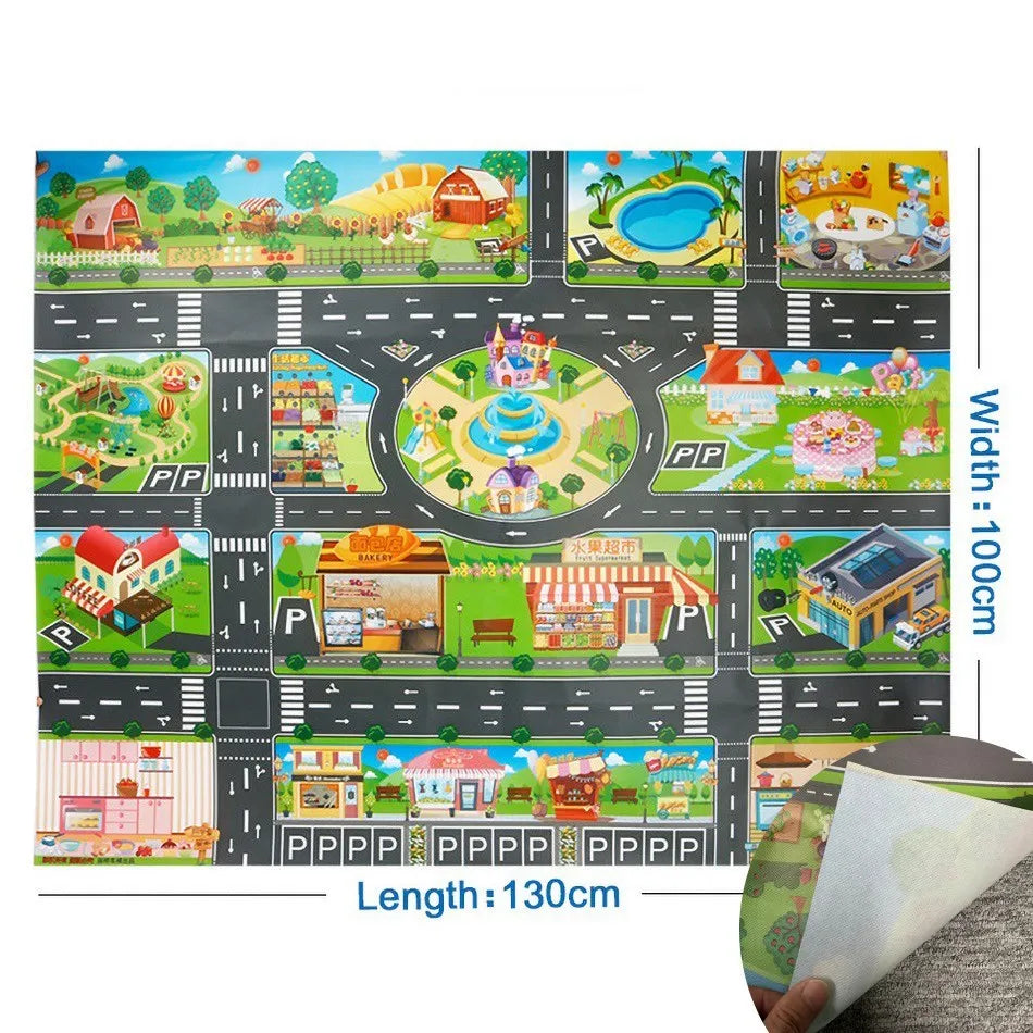 100x130 Kids Playmat Farm Road Portable Map Baby Educational Rugs Toddler Dinosaur Waterproof Play Mat Crawling Non-Toxic Carpet
