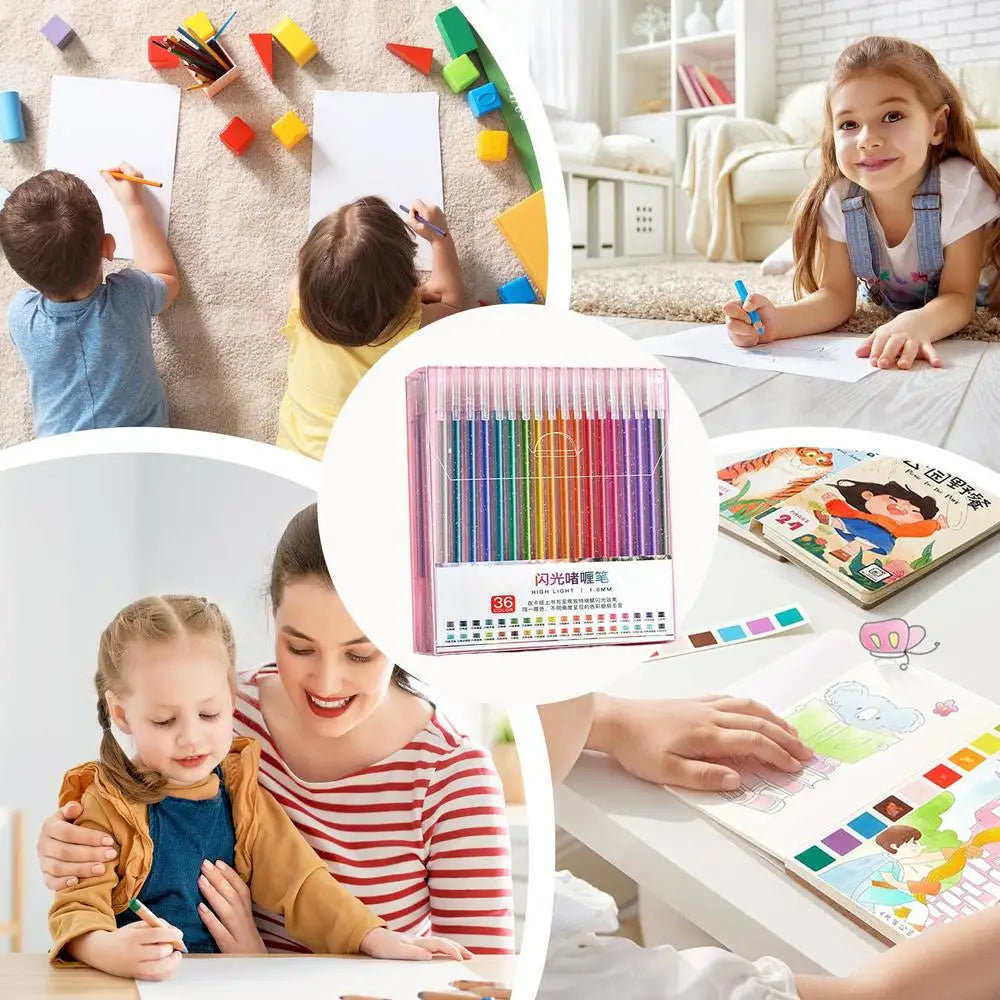 Glitter Gel Pens Colored Gel Pens for Coloring Books Drawing Coloured Writing Pens Set for Kids Adults Coloring Books Cards