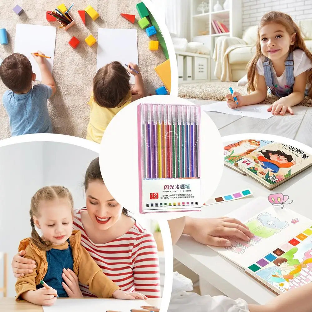 Glitter Gel Pens Colored Gel Pens for Coloring Books Drawing Coloured Writing Pens Set for Kids Adults Coloring Books Cards