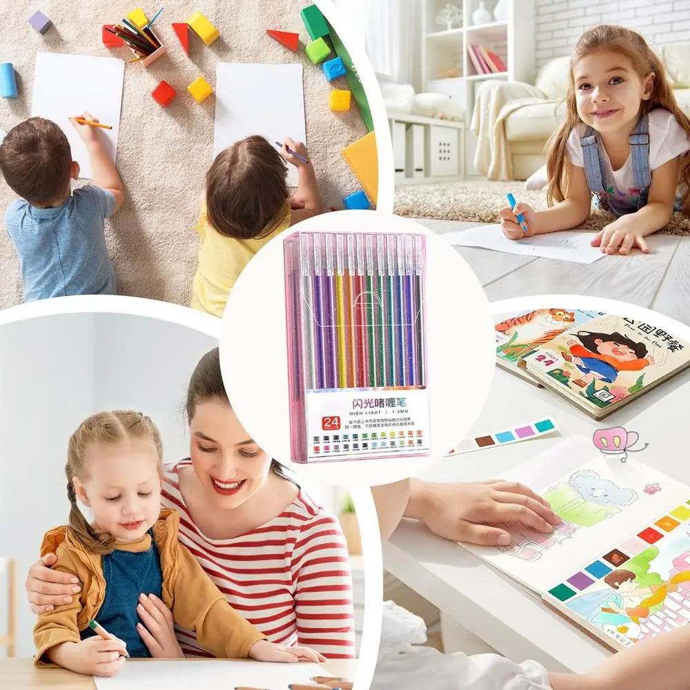 Glitter Gel Pens Colored Gel Pens for Coloring Books Drawing Coloured Writing Pens Set for Kids Adults Coloring Books Cards