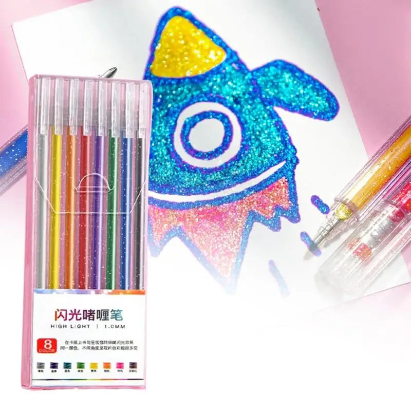 Glitter Gel Pens Colored Gel Pens for Coloring Books Drawing Coloured Writing Pens Set for Kids Adults Coloring Books Cards